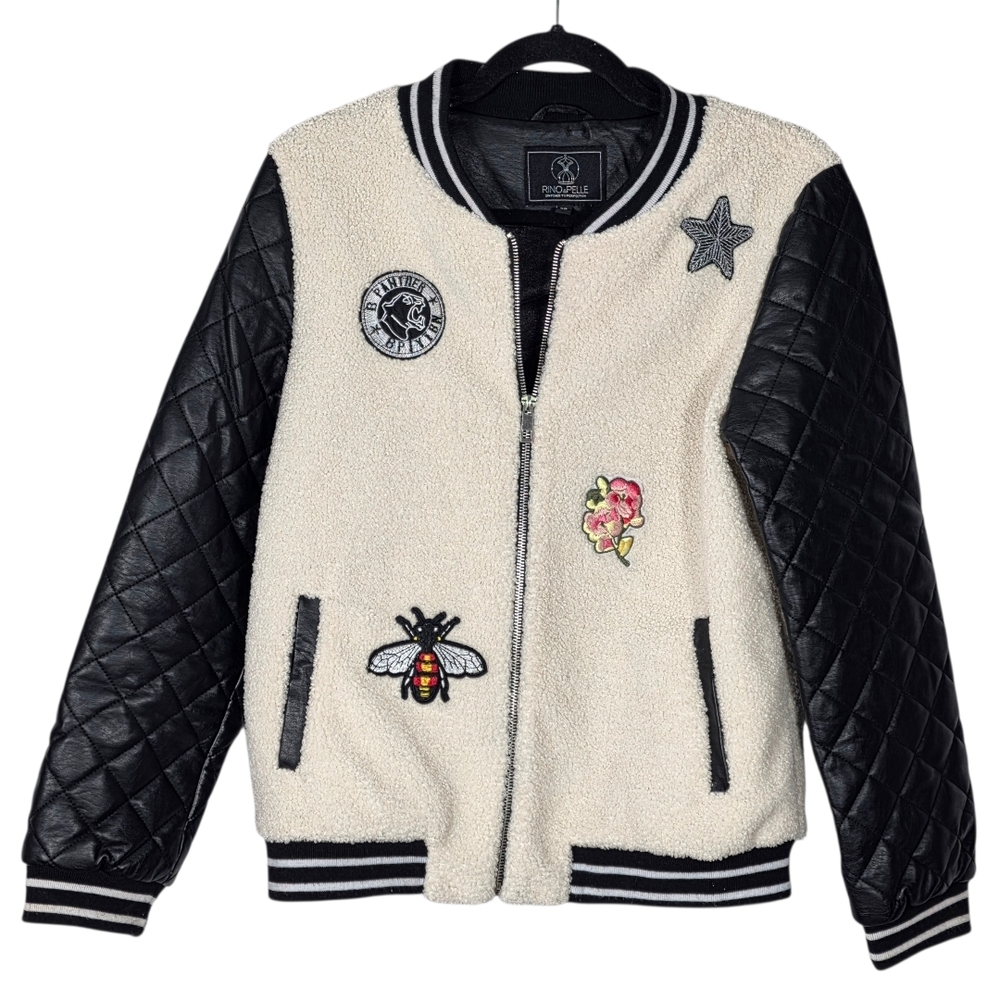 Rino And Pelle Cream Shearling Bomber SZ 6